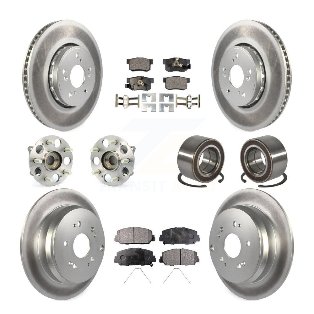 Hub Bearing Coated Brake Rotor Pad Front Rear Kit (10Pc) For 17-18 Acura RDX AWD