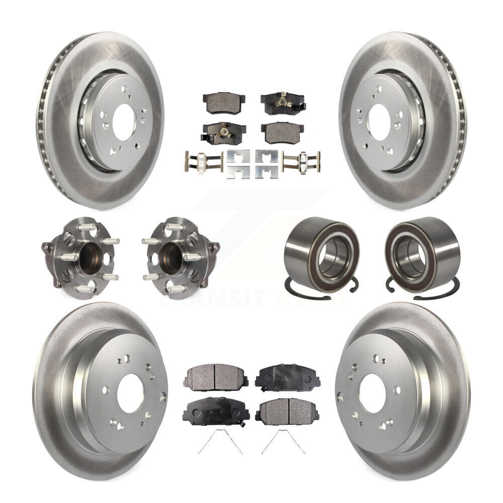 Hub Bearing Coated Brake Rotor Pad Front Rear Kit (10Pc) For 13-18 Acura RDX FWD