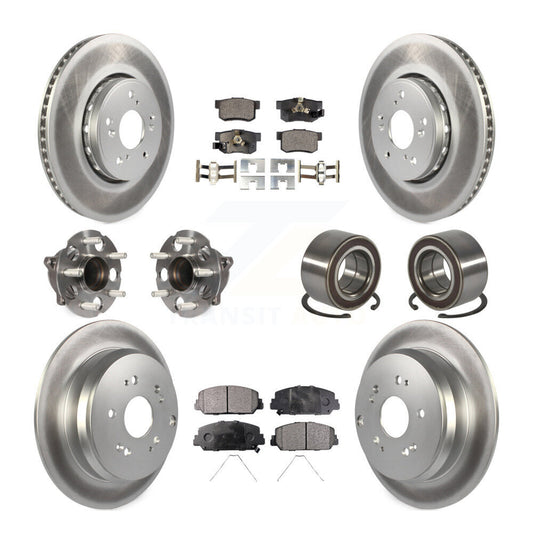 Hub Bearing Coated Brake Rotor Pad Front Rear Kit (10Pc) For 13-18 Acura RDX FWD