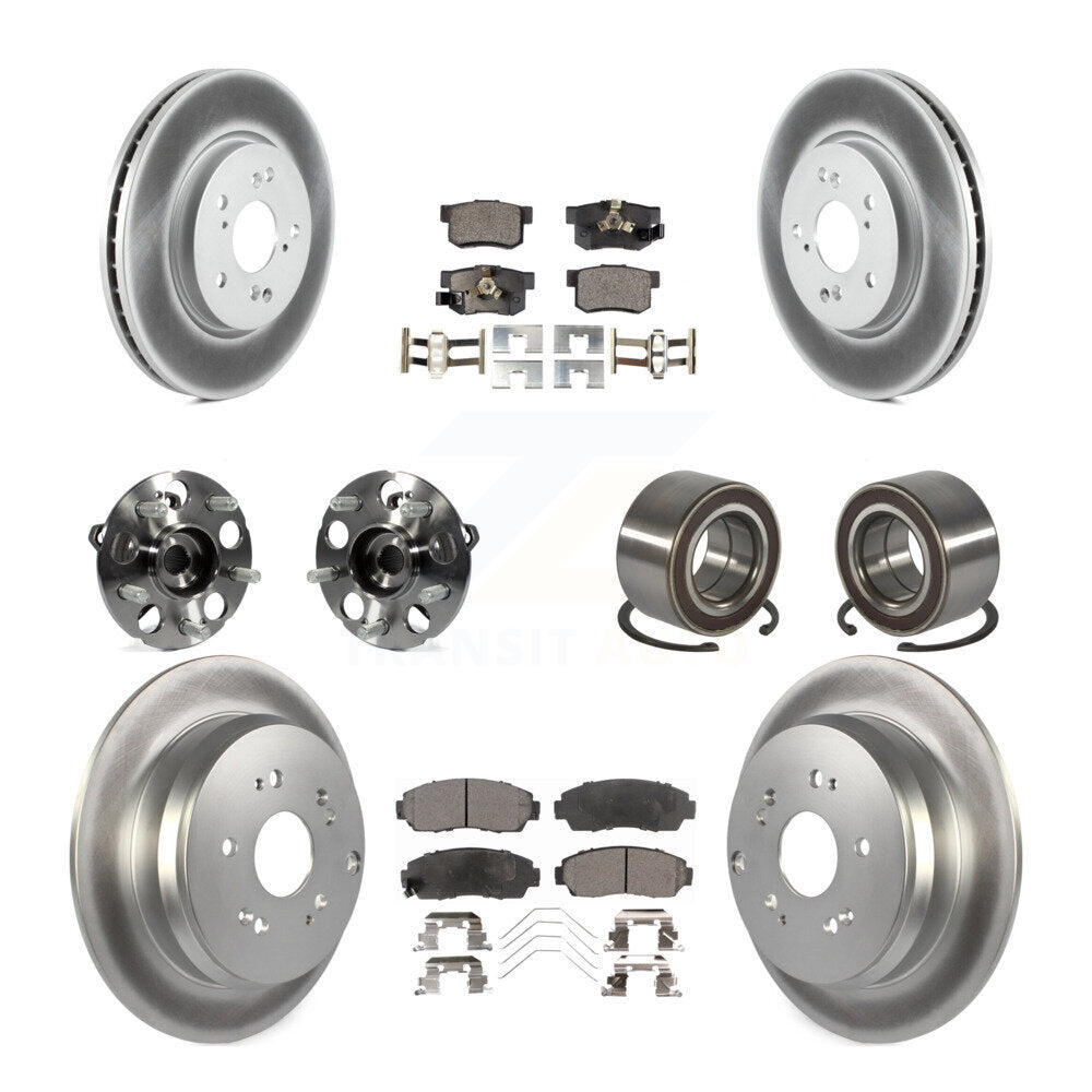 Hub Bearing Coat Brake Rotor Pads Front Rear Kit (10Pc) For 12-16 Honda CR-V AWD