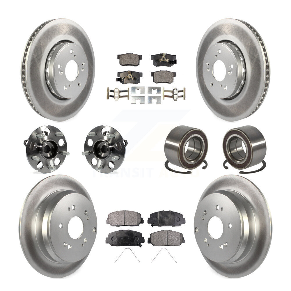 Hub Bearing Coated Brake Rotor Pad Front Rear Kit (10Pc) For 13-16 Acura RDX AWD