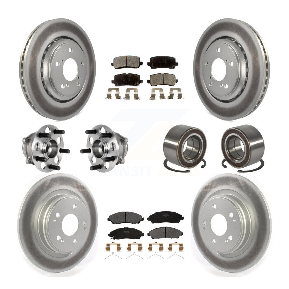 Hub Bearing Coated Disc Brake Rotor And Pads Front Rear Kit (10Pc) For Acura MDX