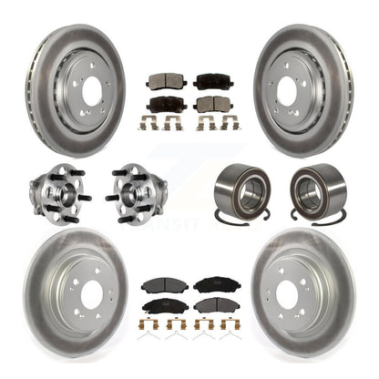 Hub Bearing Coated Disc Brake Rotor And Pads Front Rear Kit (10Pc) For Acura MDX