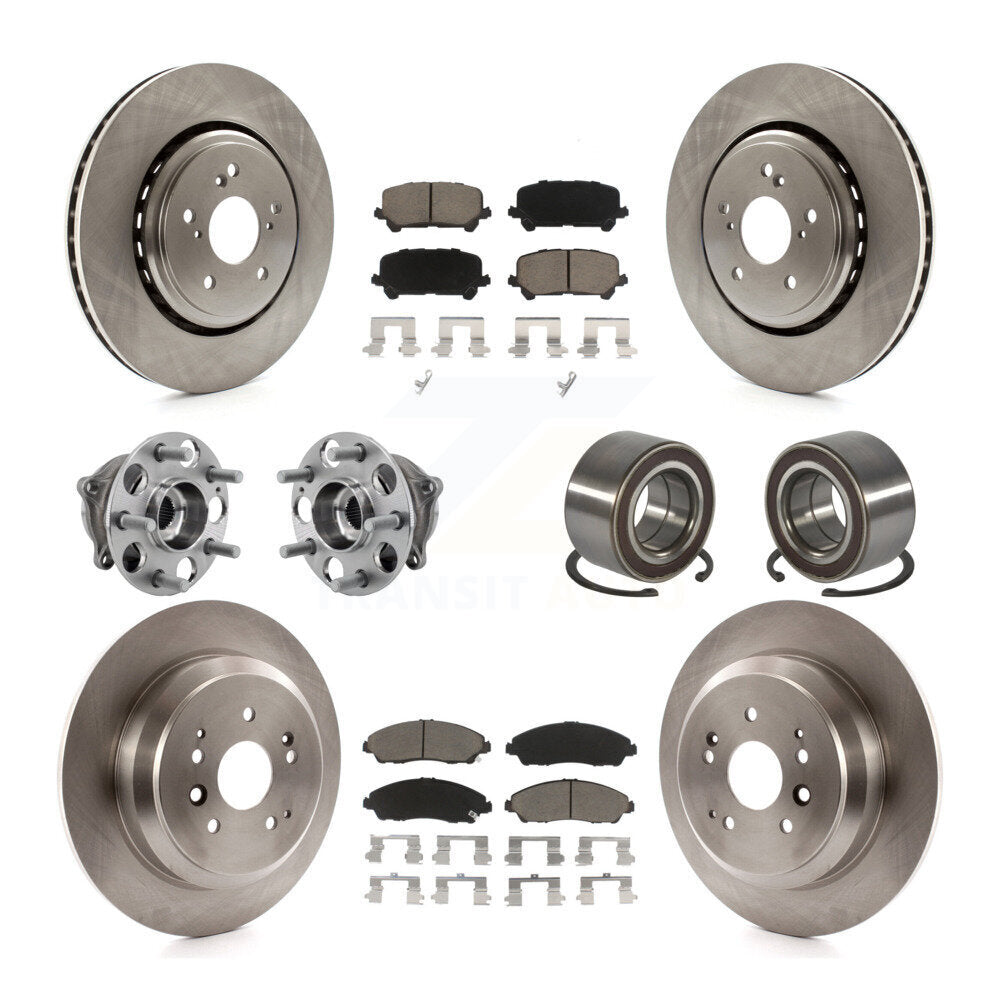 Hub Bearing Brake Rotor & Pads Front Rear Kit (10Pc) For 2014-2016 Acura MDX AWD