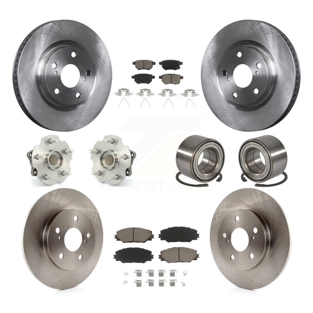 Hub Bearing Brake Rotor & Pads Front Rear Kit (10Pc) For 17-18 Toyota Corolla iM