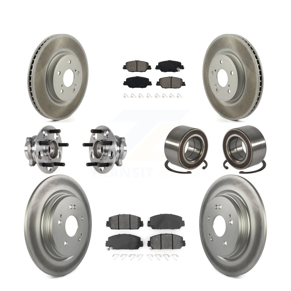Hub Bearing Coated Disc Brake Rotor And Pad Front Rear Kit (10Pc) For Honda CR-V