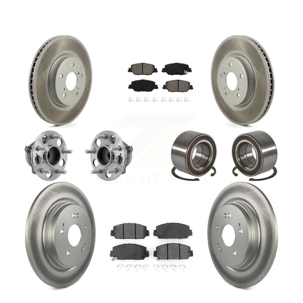 Hub Bearing Coated Disc Brake Rotor And Pad Front Rear Kit (10Pc) For Honda CR-V