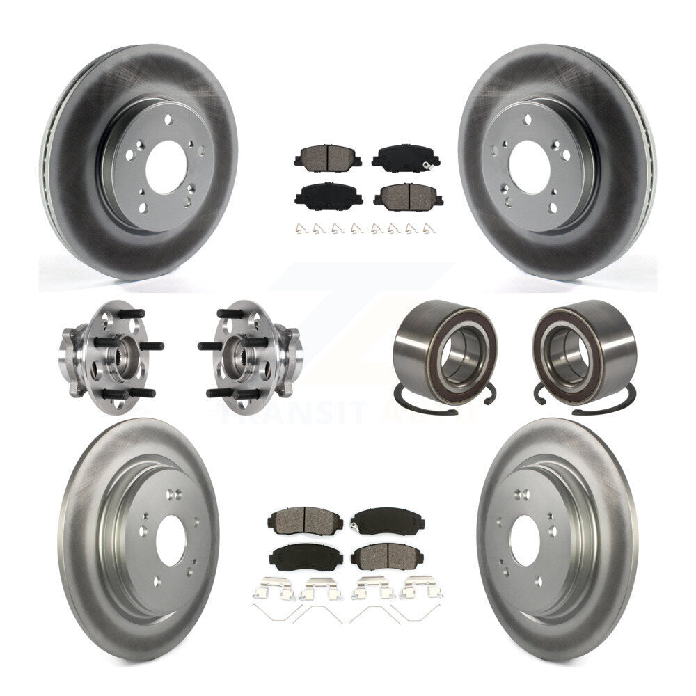 Hub Bearing Coated Disc Brake Rotor And Pad Front Rear Kit (10Pc) For Honda CR-V