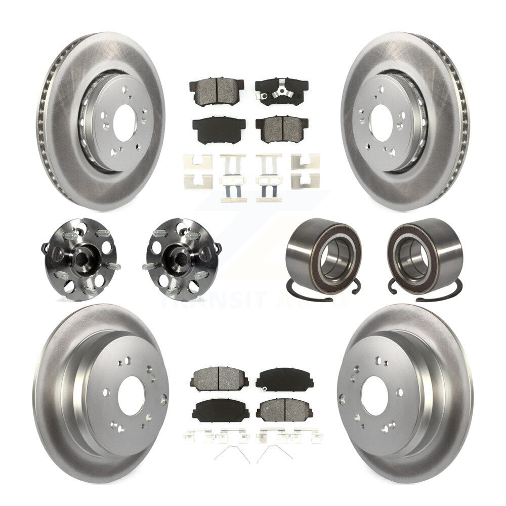 Hub Bearing Coated Brake Rotor Pad Front Rear Kit (10Pc) For 13-16 Acura RDX AWD