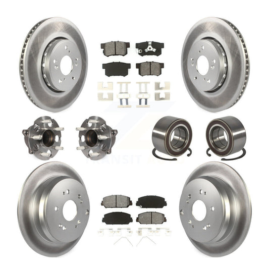 Hub Bearing Coated Brake Rotor Pad Front Rear Kit (10Pc) For 13-18 Acura RDX FWD