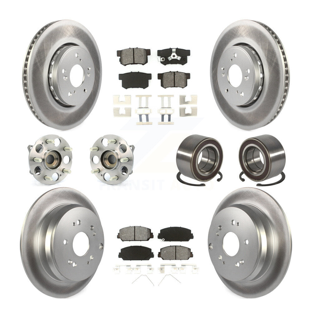 Hub Bearing Coated Brake Rotor Pad Front Rear Kit (10Pc) For 17-18 Acura RDX AWD
