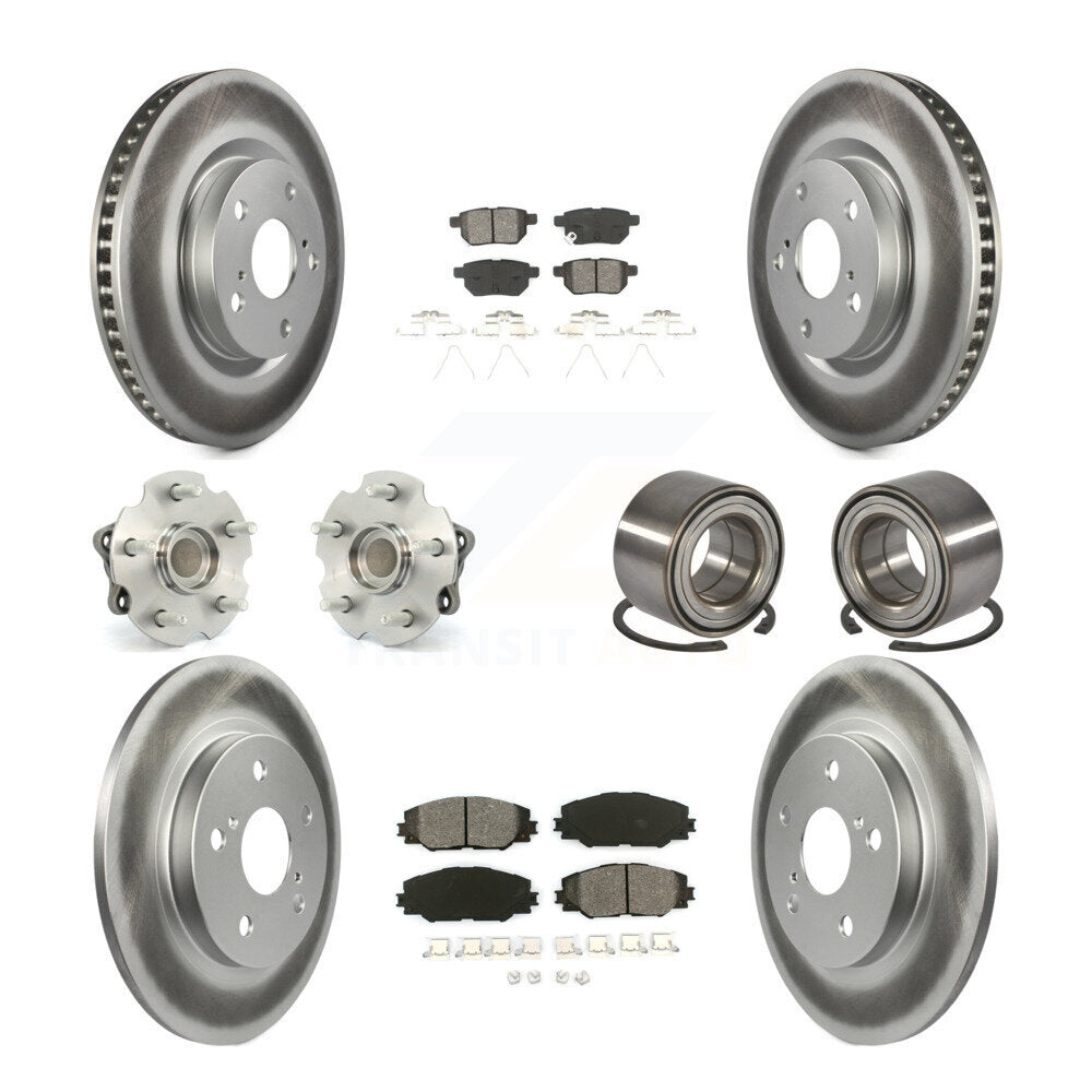 Hub Bearing Coated Brake Rotor & Pad Front Rear Kit (10Pc) For Toyota Corolla iM
