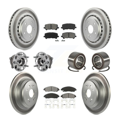 Hub Bearing Coated Brake Rotor Pad Front Rear Kit (10Pc) For 14-16 Acura MDX AWD