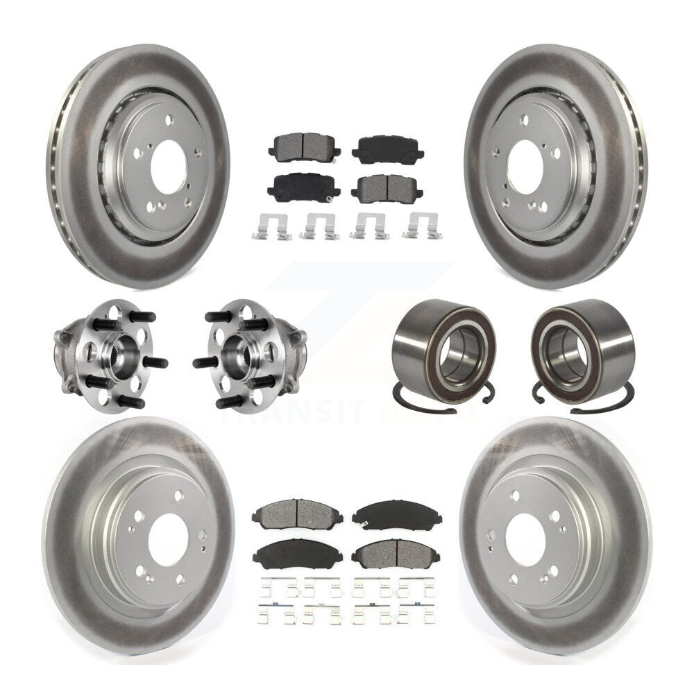 Hub Bearing Coated Disc Brake Rotor And Pads Front Rear Kit (10Pc) For Acura MDX