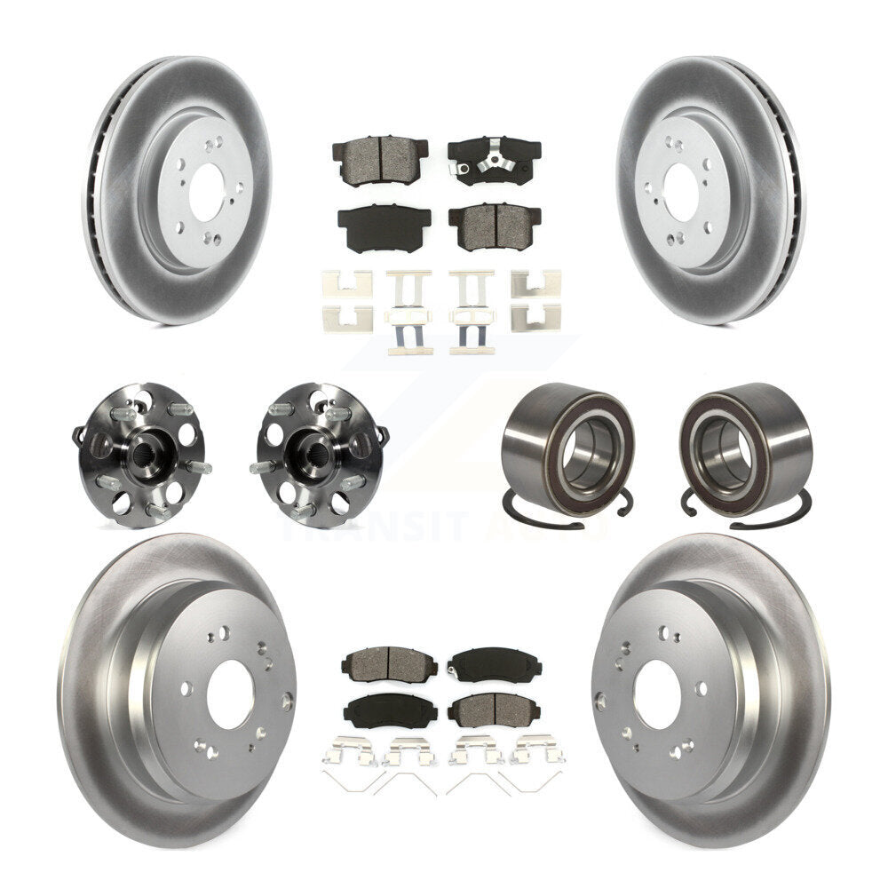 Hub Bearing Coat Brake Rotor Pads Front Rear Kit (10Pc) For 12-16 Honda CR-V AWD