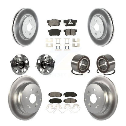 Hub Bearing Coat Brake Rotor Pads Front Rear Kit (10Pc) For 12-16 Honda CR-V AWD