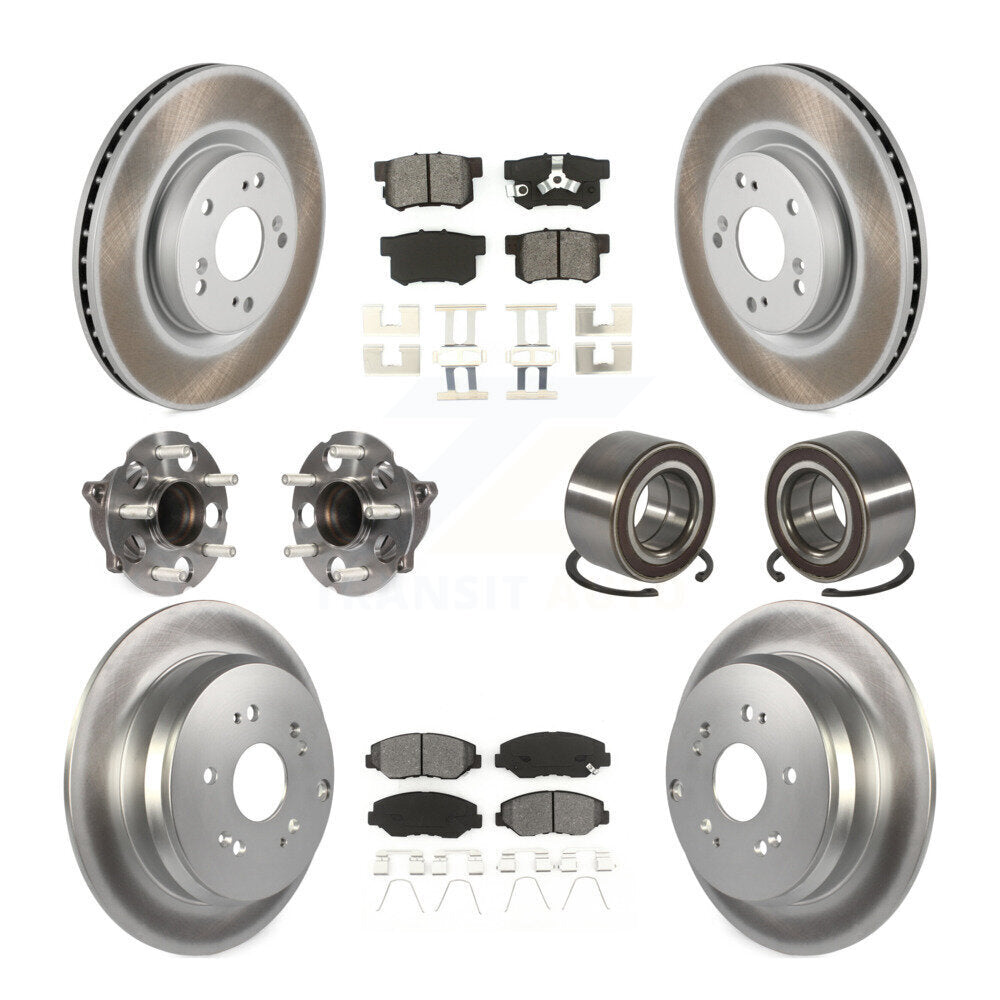 Hub Bearing Coat Brake Rotor Pads Front Rear Kit (10Pc) For 12-16 Honda CR-V FWD