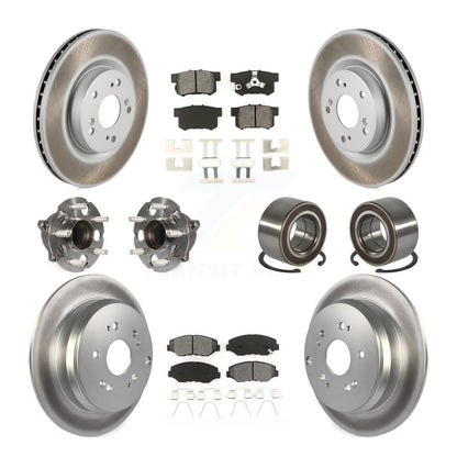 Hub Bearing Coat Brake Rotor Pads Front Rear Kit (10Pc) For 12-16 Honda CR-V FWD