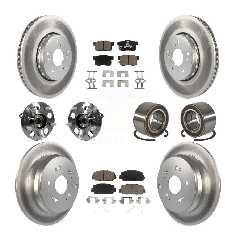 Hub Bearing Coated Brake Rotor Pad Front Rear Kit (10Pc) For 13-16 Acura RDX AWD
