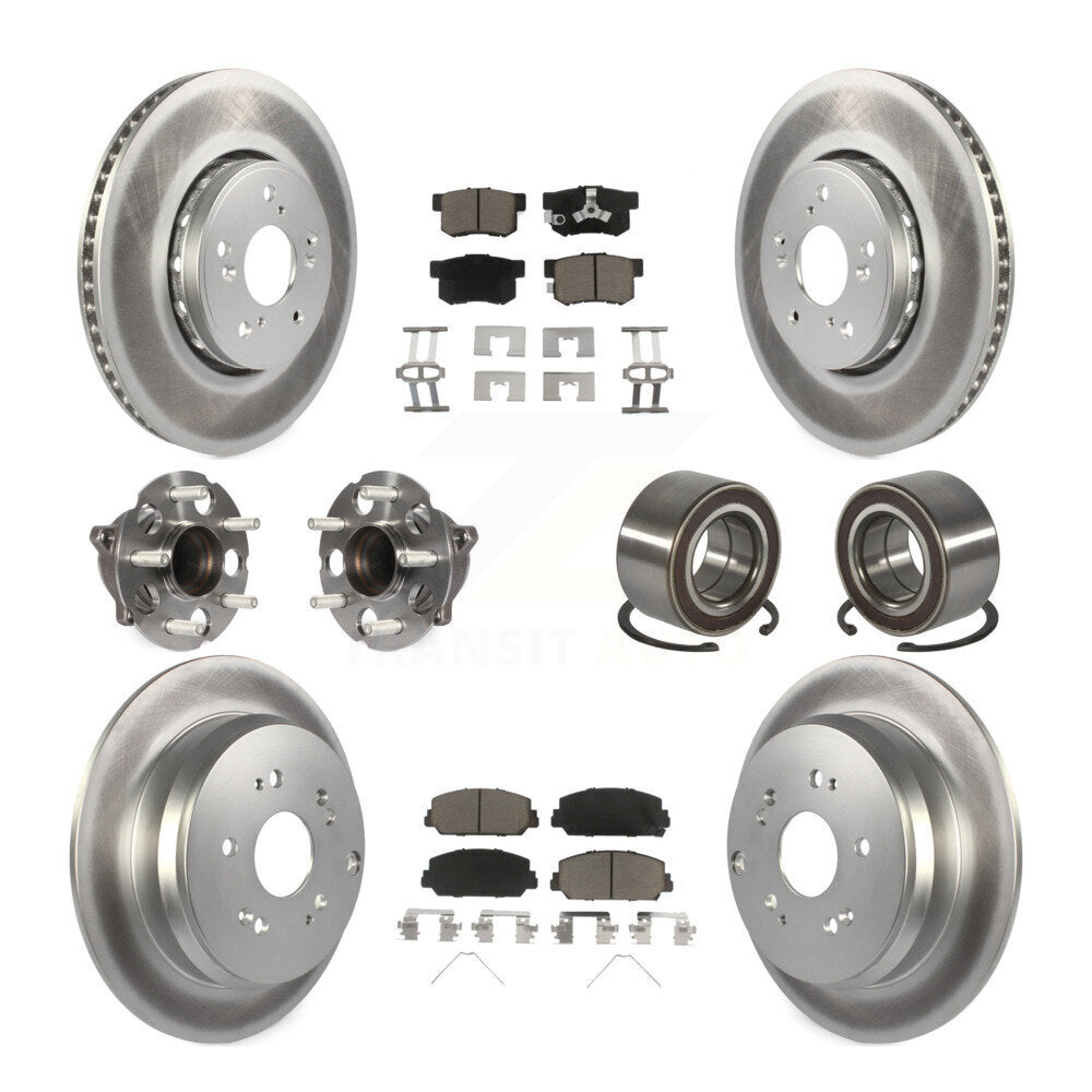 Hub Bearing Coated Brake Rotor Pad Front Rear Kit (10Pc) For 13-18 Acura RDX FWD