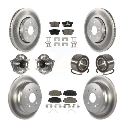 Hub Bearing Coated Brake Rotor Pad Front Rear Kit (10Pc) For 13-18 Acura RDX FWD