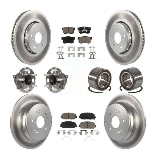 Hub Bearing Coated Brake Rotor Pad Front Rear Kit (10Pc) For 13-18 Acura RDX FWD