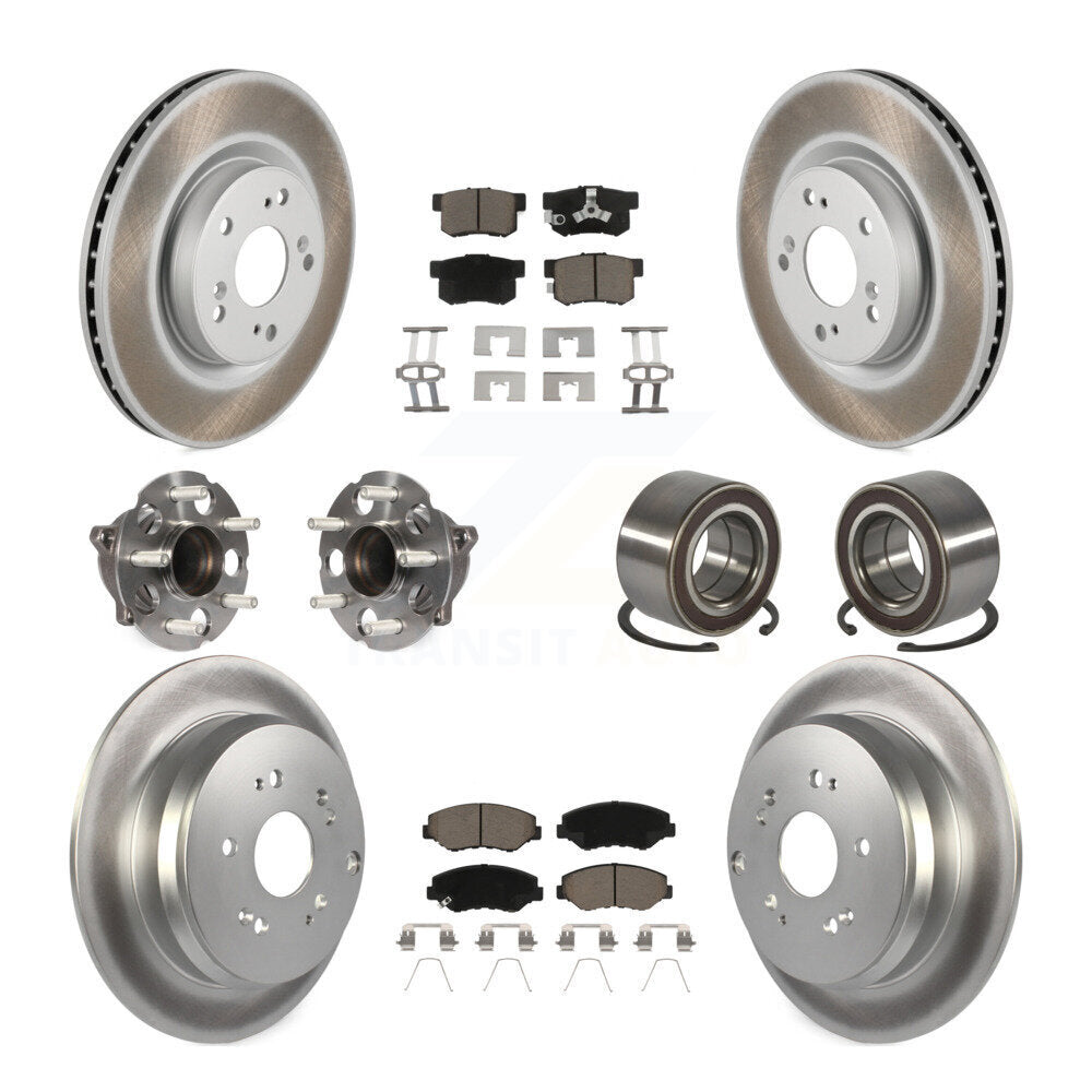 Hub Bearing Coat Brake Rotor Pads Front Rear Kit (10Pc) For 12-16 Honda CR-V FWD