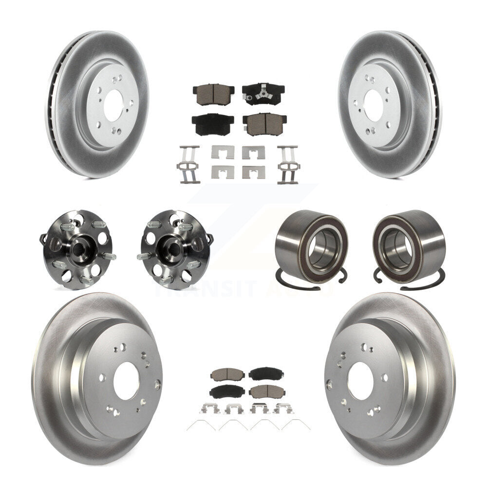 Hub Bearing Coat Brake Rotor Pads Front Rear Kit (10Pc) For 12-16 Honda CR-V AWD