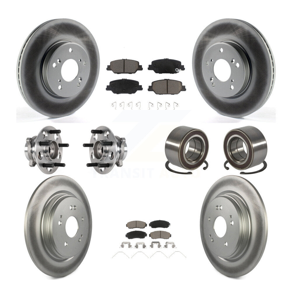 Hub Bearing Coated Disc Brake Rotor And Pad Front Rear Kit (10Pc) For Honda CR-V