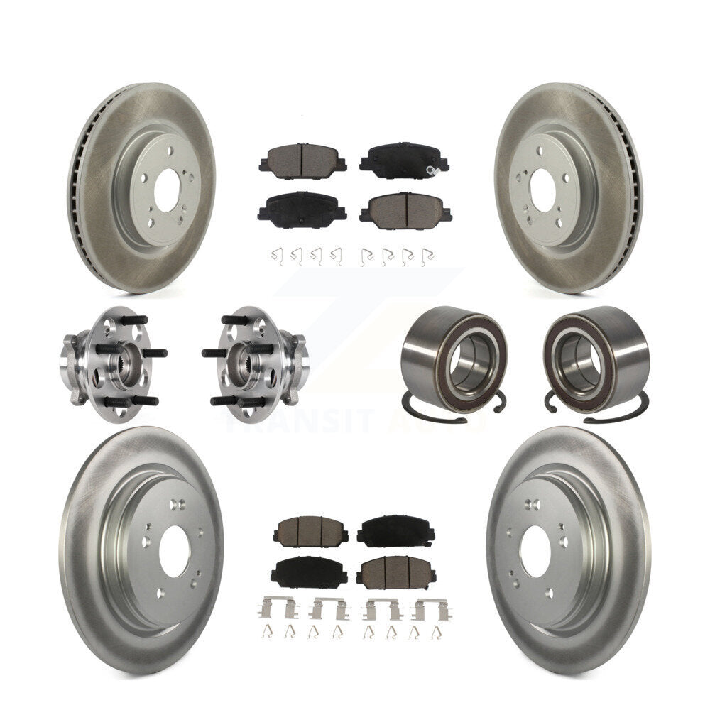 Hub Bearing Coated Disc Brake Rotor And Pad Front Rear Kit (10Pc) For Honda CR-V