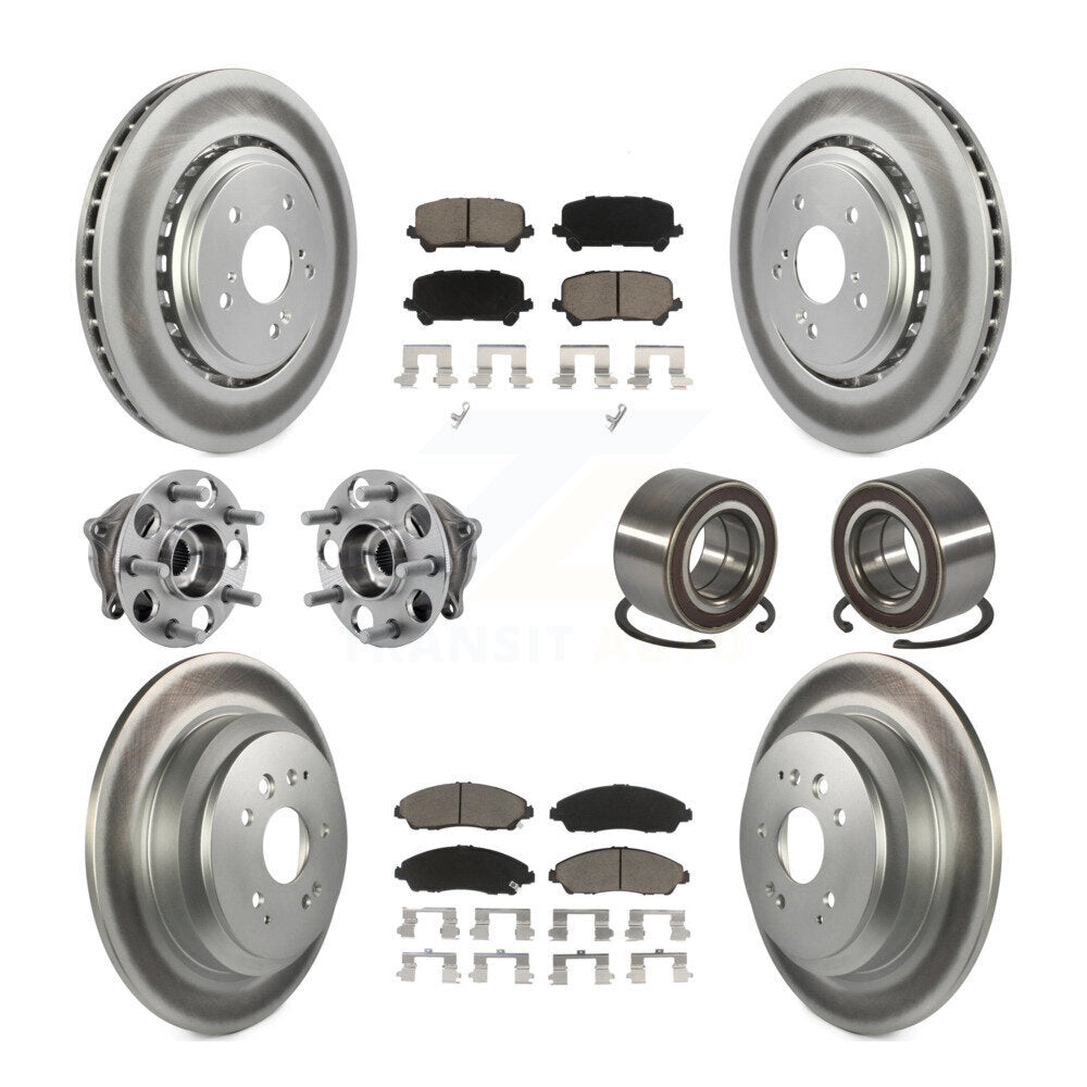 Hub Bearing Coated Brake Rotor Pad Front Rear Kit (10Pc) For 14-16 Acura MDX AWD