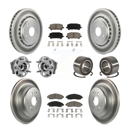 Hub Bearing Coated Brake Rotor Pad Front Rear Kit (10Pc) For 14-16 Acura MDX AWD