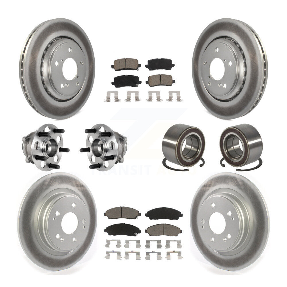 Hub Bearing Coated Disc Brake Rotor And Pads Front Rear Kit (10Pc) For Acura MDX