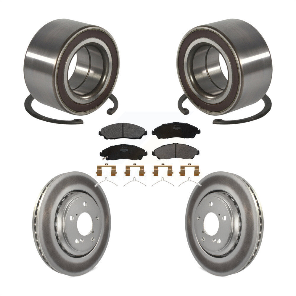 Wheel Bearing Coated Disc Brake Rotor & Pads Front Kit For Honda Pilot Acura MDX