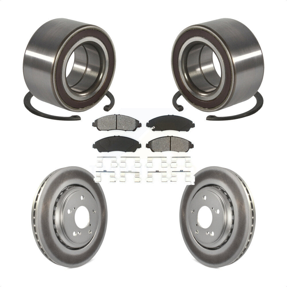 Wheel Bearing Coated Disc Brake Rotor & Pads Front Kit For Honda Pilot Acura MDX