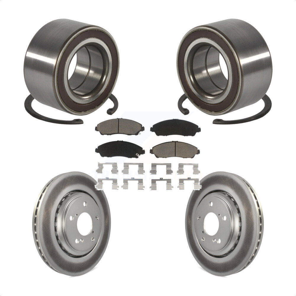 Wheel Bearing Coated Disc Brake Rotor & Pads Front Kit For Honda Pilot Acura MDX