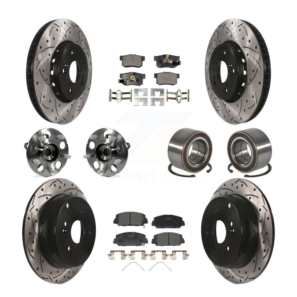 Hub Bearing Coated Brake Rotor Pad Front Rear Kit (10Pc) For 13-16 Acura RDX AWD