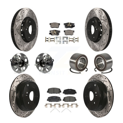 Hub Bearing Coated Brake Rotor Pad Front Rear Kit (10Pc) For 13-16 Acura RDX AWD