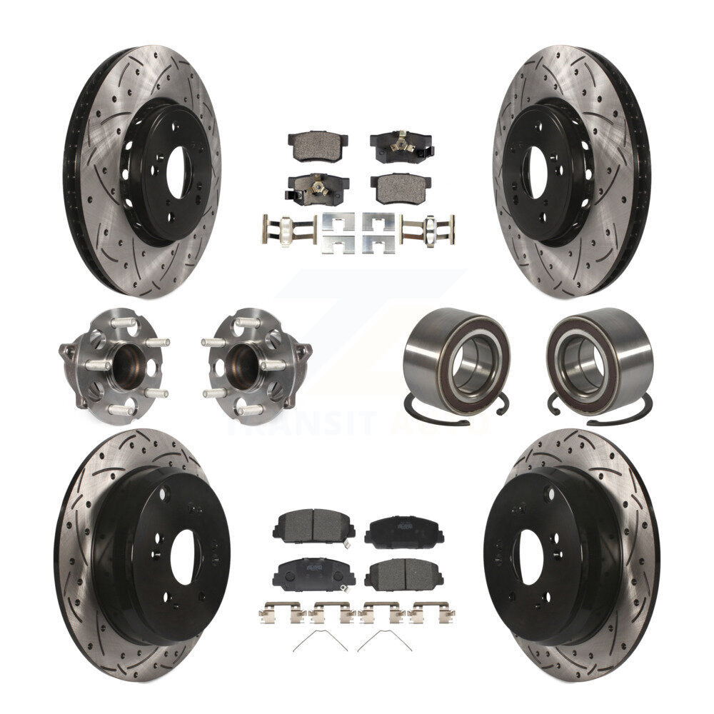 Hub Bearing Coated Brake Rotor Pad Front Rear Kit (10Pc) For 13-18 Acura RDX FWD