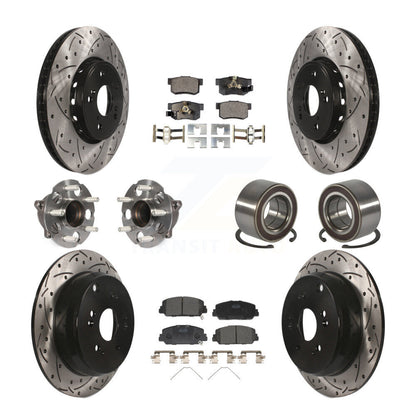 Hub Bearing Coated Brake Rotor Pad Front Rear Kit (10Pc) For 13-18 Acura RDX FWD