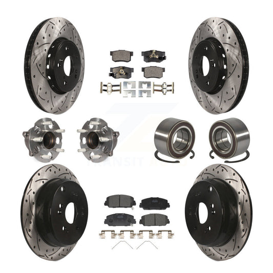 Hub Bearing Coated Brake Rotor Pad Front Rear Kit (10Pc) For 13-18 Acura RDX FWD