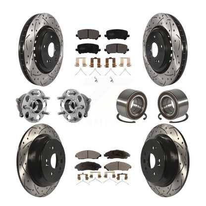 Hub Bearing Coated Brake Rotor Pad Front Rear Kit (10Pc) For 14-16 Acura MDX AWD
