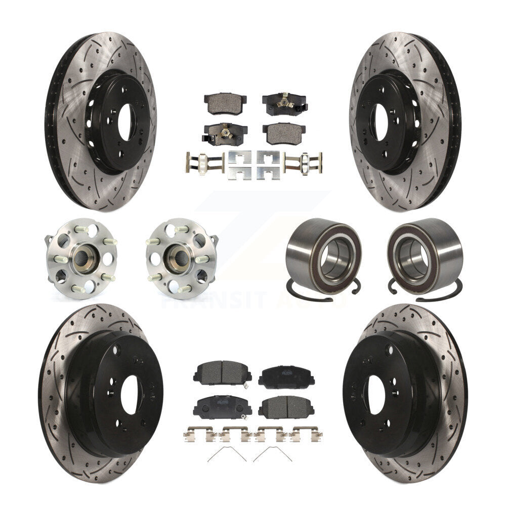 Hub Bearing Coated Brake Rotor Pad Front Rear Kit (10Pc) For 17-18 Acura RDX AWD