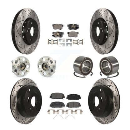 Hub Bearing Coated Brake Rotor Pad Front Rear Kit (10Pc) For 17-18 Acura RDX AWD
