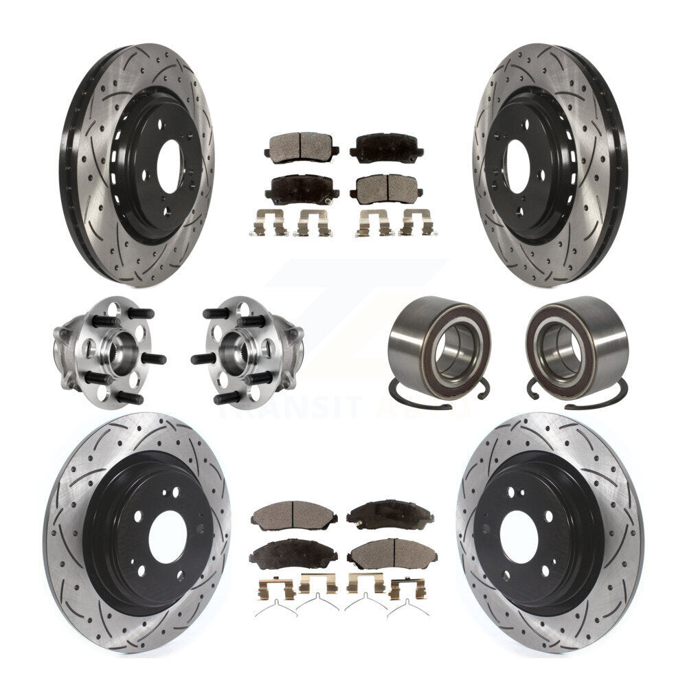 Hub Bearing Coated Disc Brake Rotor And Pads Front Rear Kit (10Pc) For Acura MDX