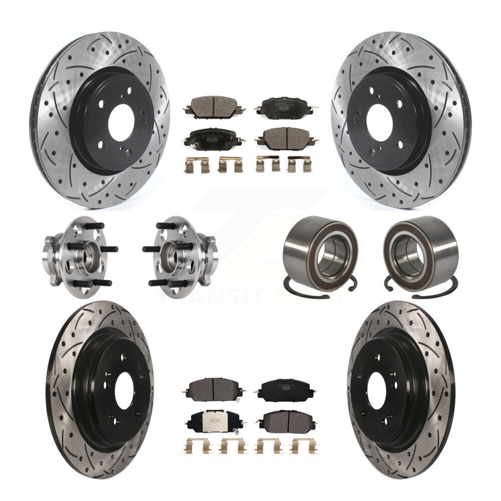 Hub Bearing Coated Disc Brake Rotor And Pad Front Rear Kit (10Pc) For Honda CR-V
