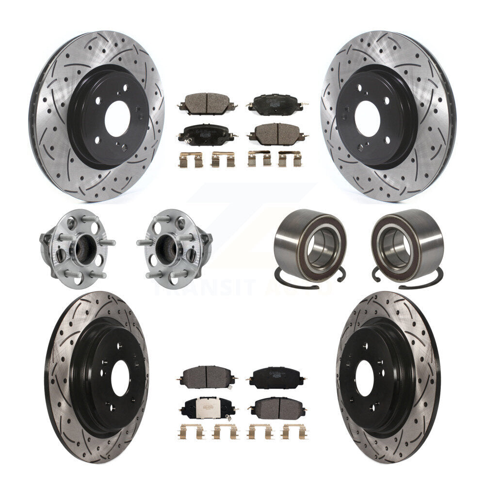 Hub Bearing Coated Disc Brake Rotor And Pad Front Rear Kit (10Pc) For Honda CR-V