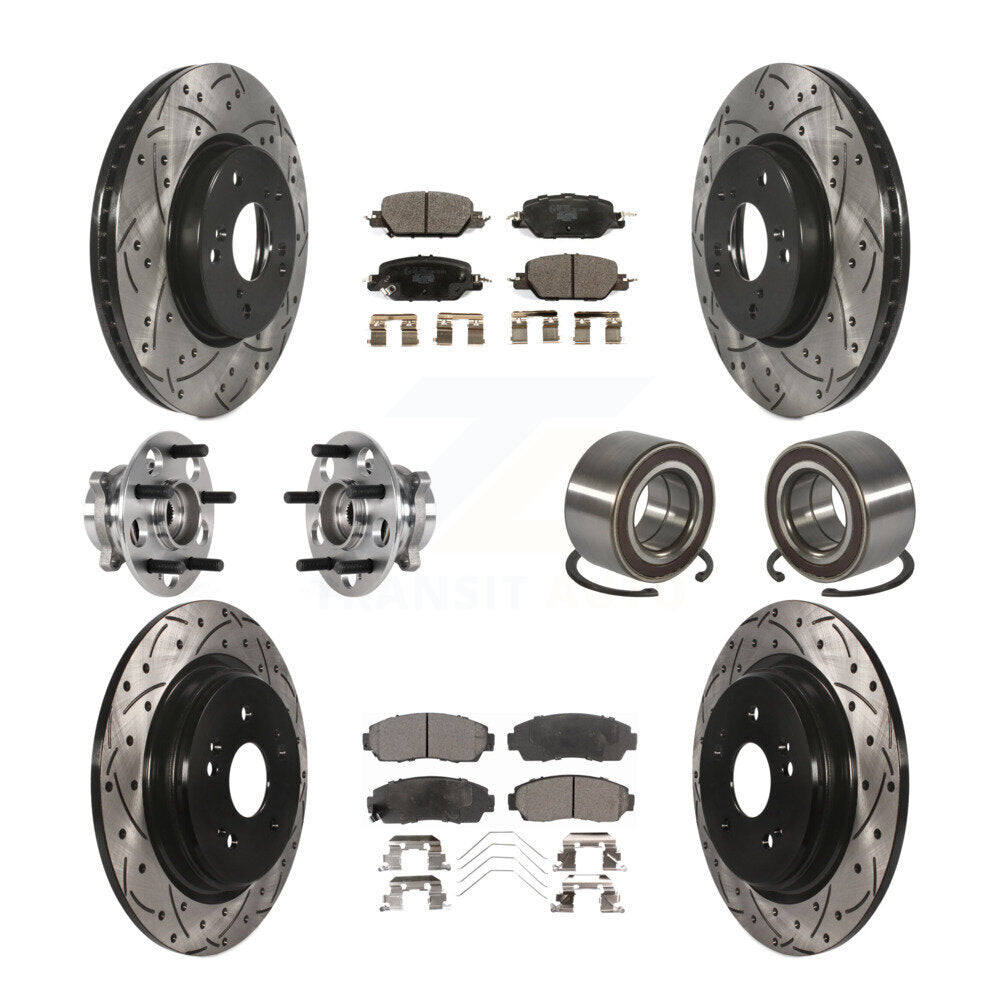 Hub Bearing Coated Disc Brake Rotor And Pad Front Rear Kit (10Pc) For Honda CR-V