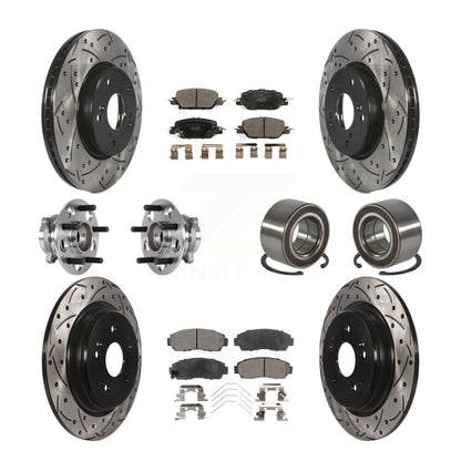 Hub Bearing Coated Disc Brake Rotor And Pad Front Rear Kit (10Pc) For Honda CR-V