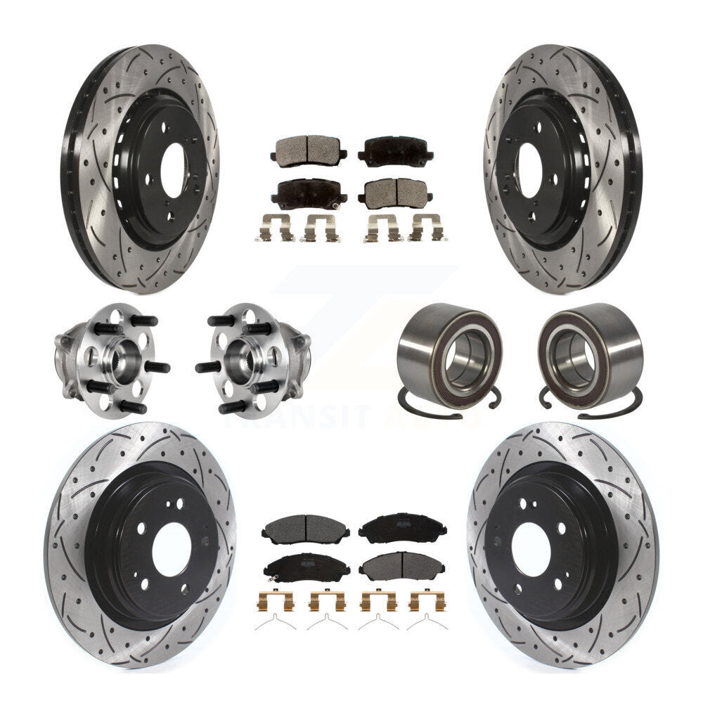 Hub Bearing Coated Disc Brake Rotor And Pads Front Rear Kit (10Pc) For Acura MDX